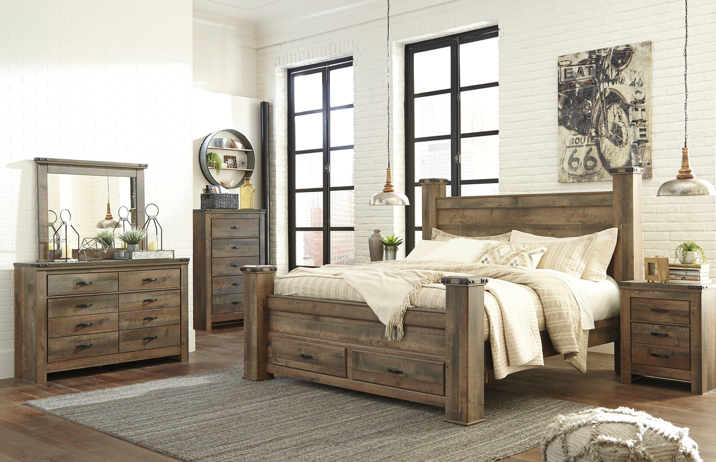 Trinell King Poster Bed with Dresser and Chest