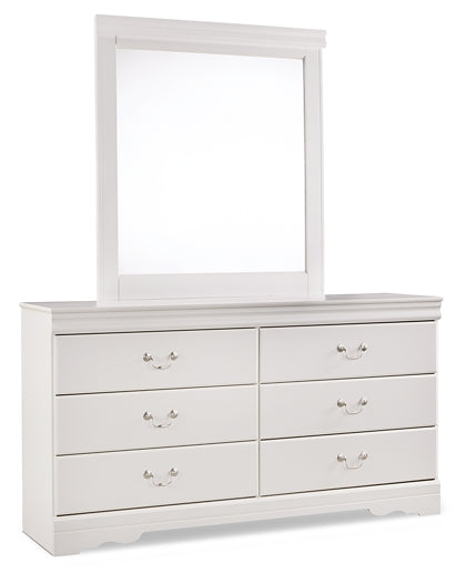 Anarasia Twin Sleigh Headboard with Mirrored Dresser