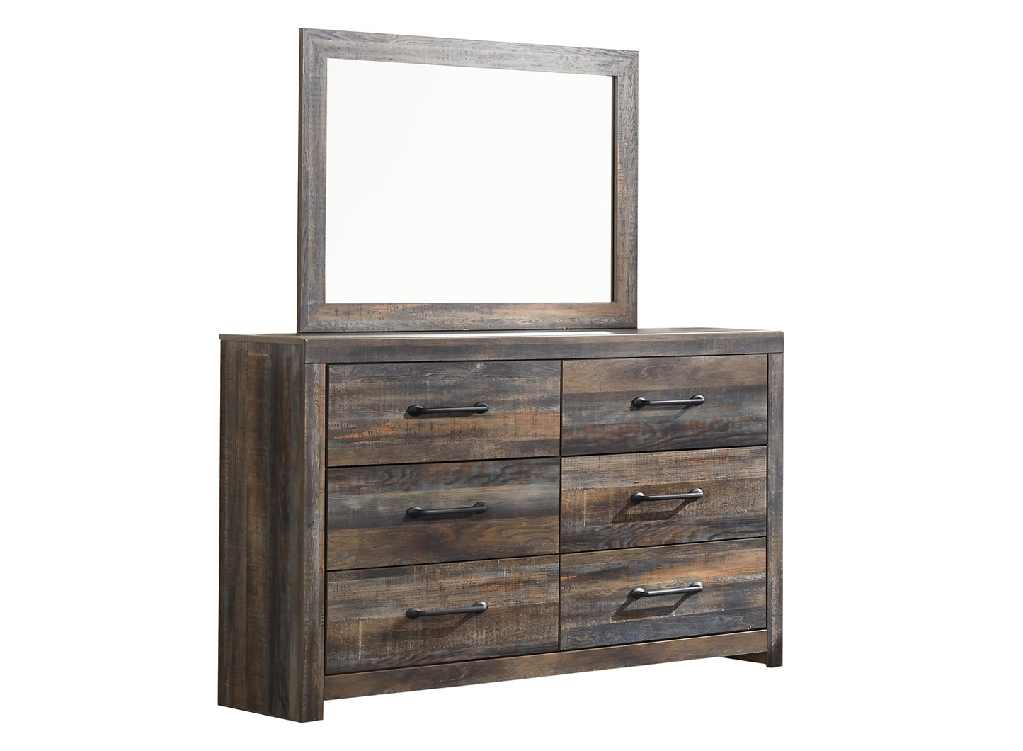 Drystan Queen Panel Headboard with Mirrored Dresser and Chest
