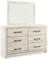 Cambeck Queen Upholstered Panel Bed with Mirrored Dresser and Chest