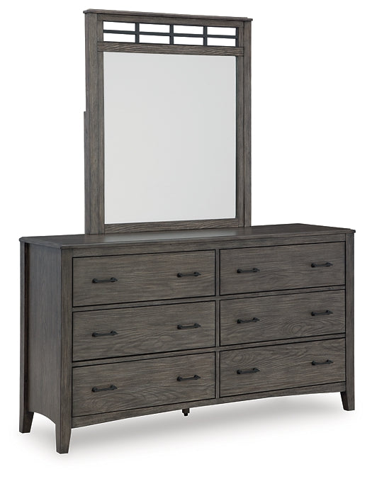 Montillan Queen Panel Bed with Mirrored Dresser