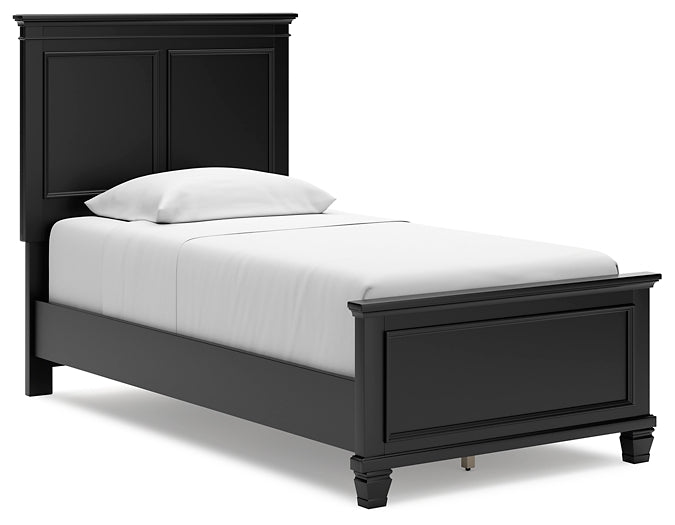 Lanolee Twin Panel Bed with Mirrored Dresser and Chest