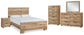 Hyanna King Panel Bed with Mirrored Dresser, Chest and Nightstand